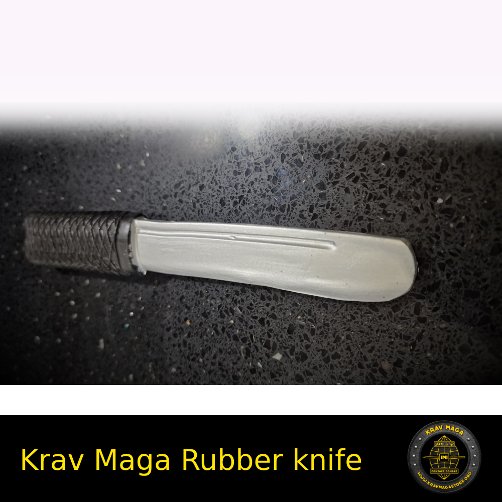 Krav Maga Rubber Training Knife - Silver Blade (round tip) - Image 3